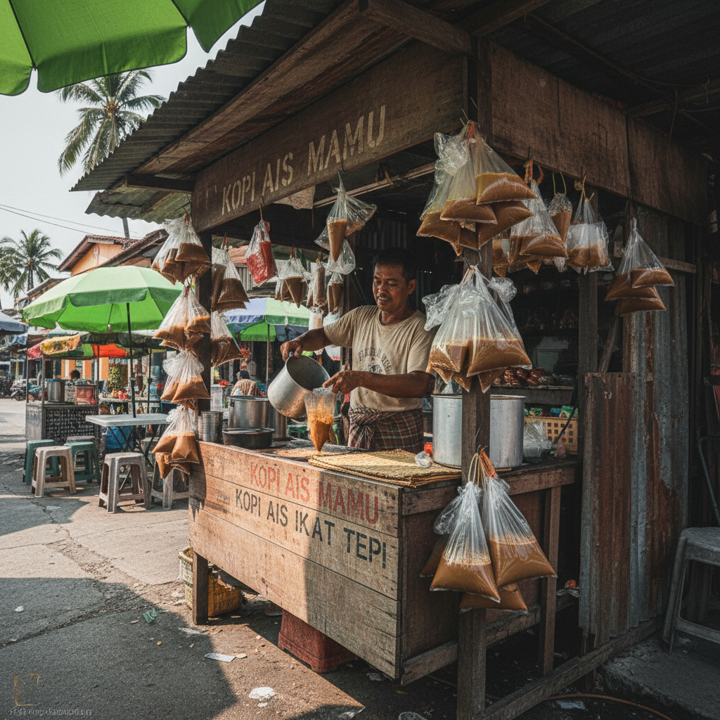 Kopi Ais Mamu Ikat Tepi Gerai Yang Terkenal