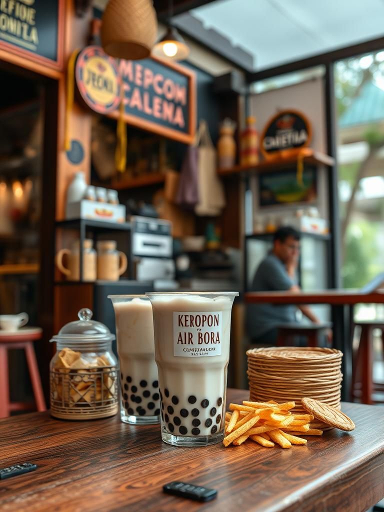 Menjual Gorengan, Keropok Lekor, Air Boba.