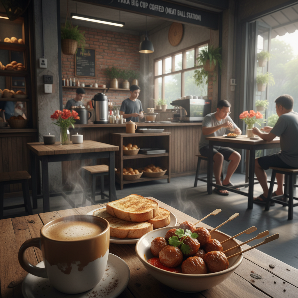 Paka Big Cup Kopi Roti Stesyen Bebola Daging
