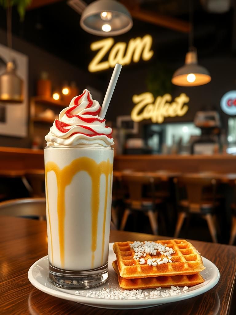 Zam coconut shake &waffle